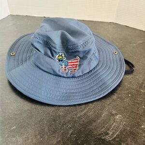 GOAT USA freedom navy bucket hat OSFA drawstring embroidered